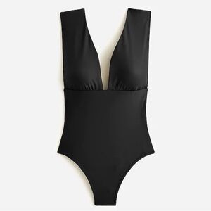NWT J.Crew V-Neck One-Piece Swimsuit (bathing suit). Black. Sz 18